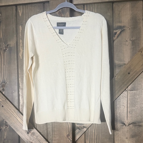 Harve Benard Sweaters - Medium - Van Heusen  Cream V-Neck Sweater